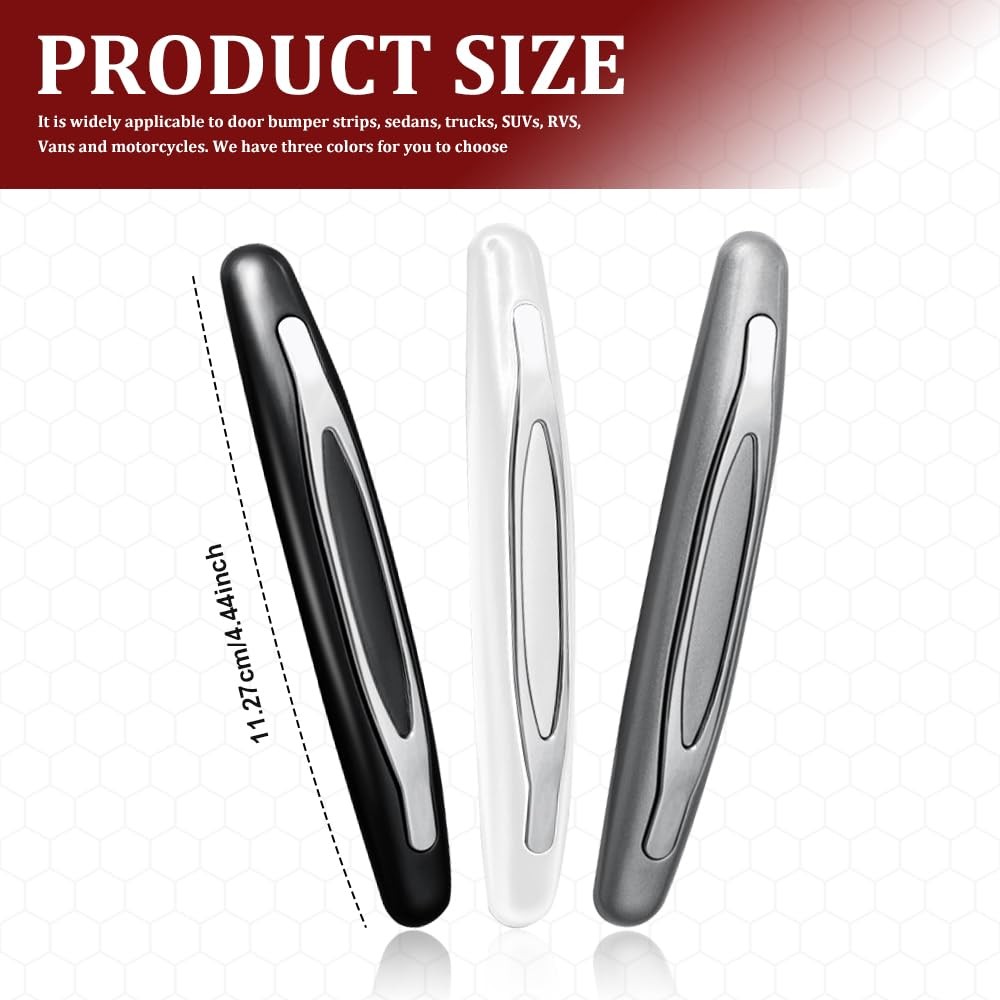HQRNYP 4PCS Car Door Edge Guards, Metal Bumper for 4.44 inch, White