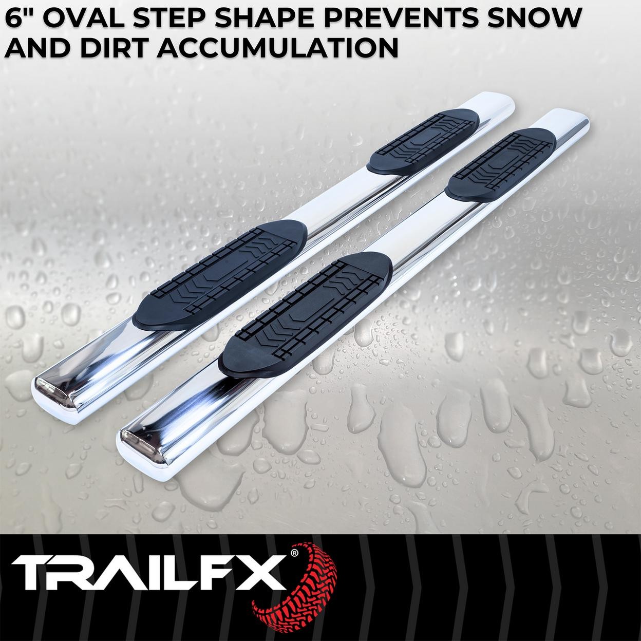 TrailFX A8249S With Step Pads 6 In Oval Straight Pol Stainless Steel With Welded