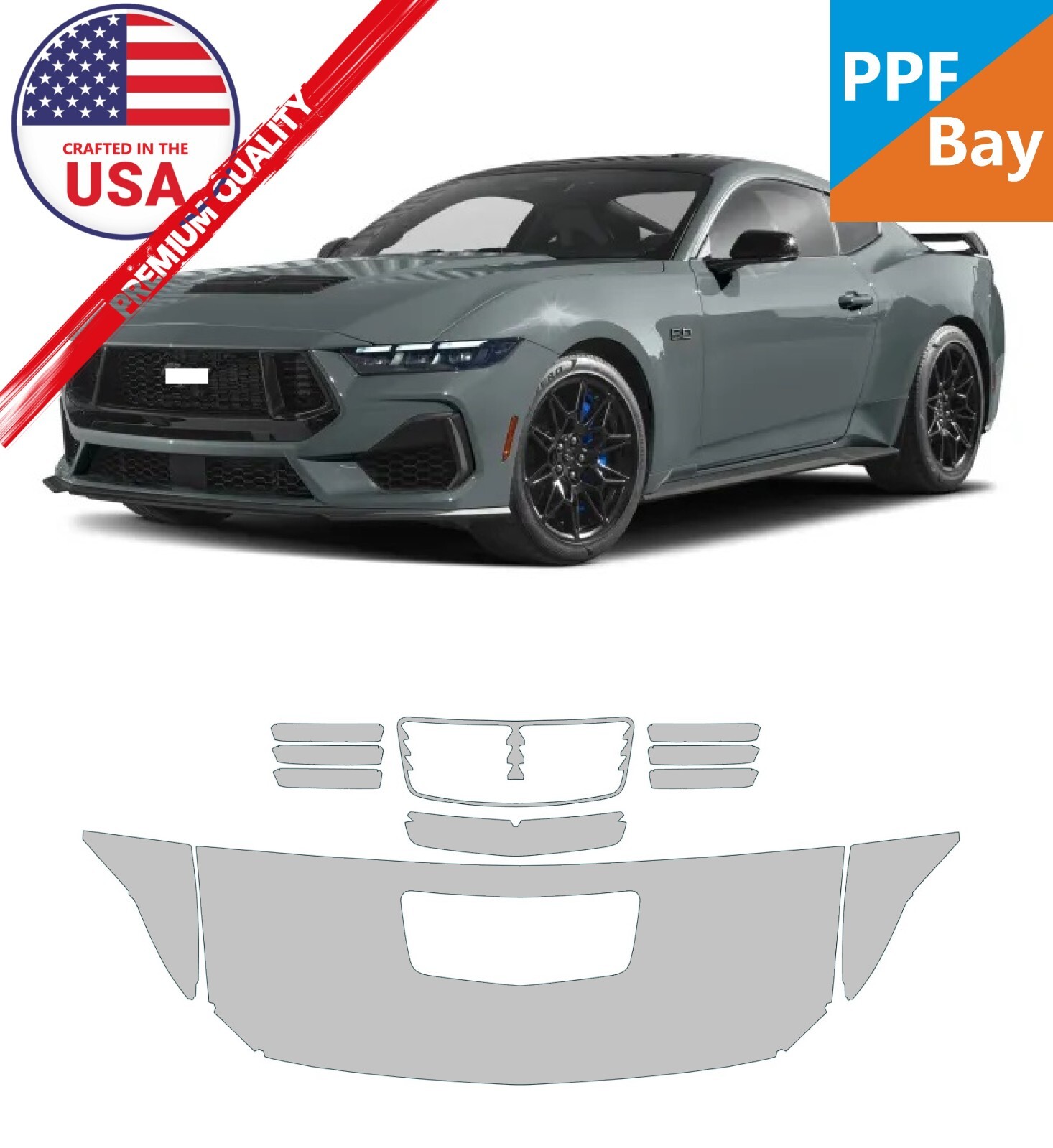 For Ford Mustang GT/Dark 24-25 Hood/Fender 24″ Paint Protection Film PreCut PPF