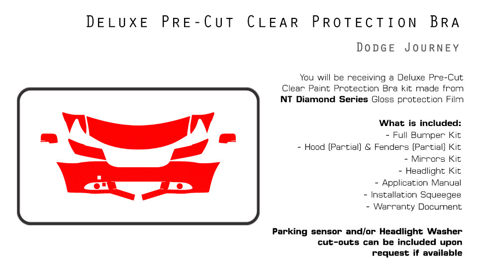 Dodge Journey 2012-2018 PreCut Paint Protection Film Clear Bra PPF