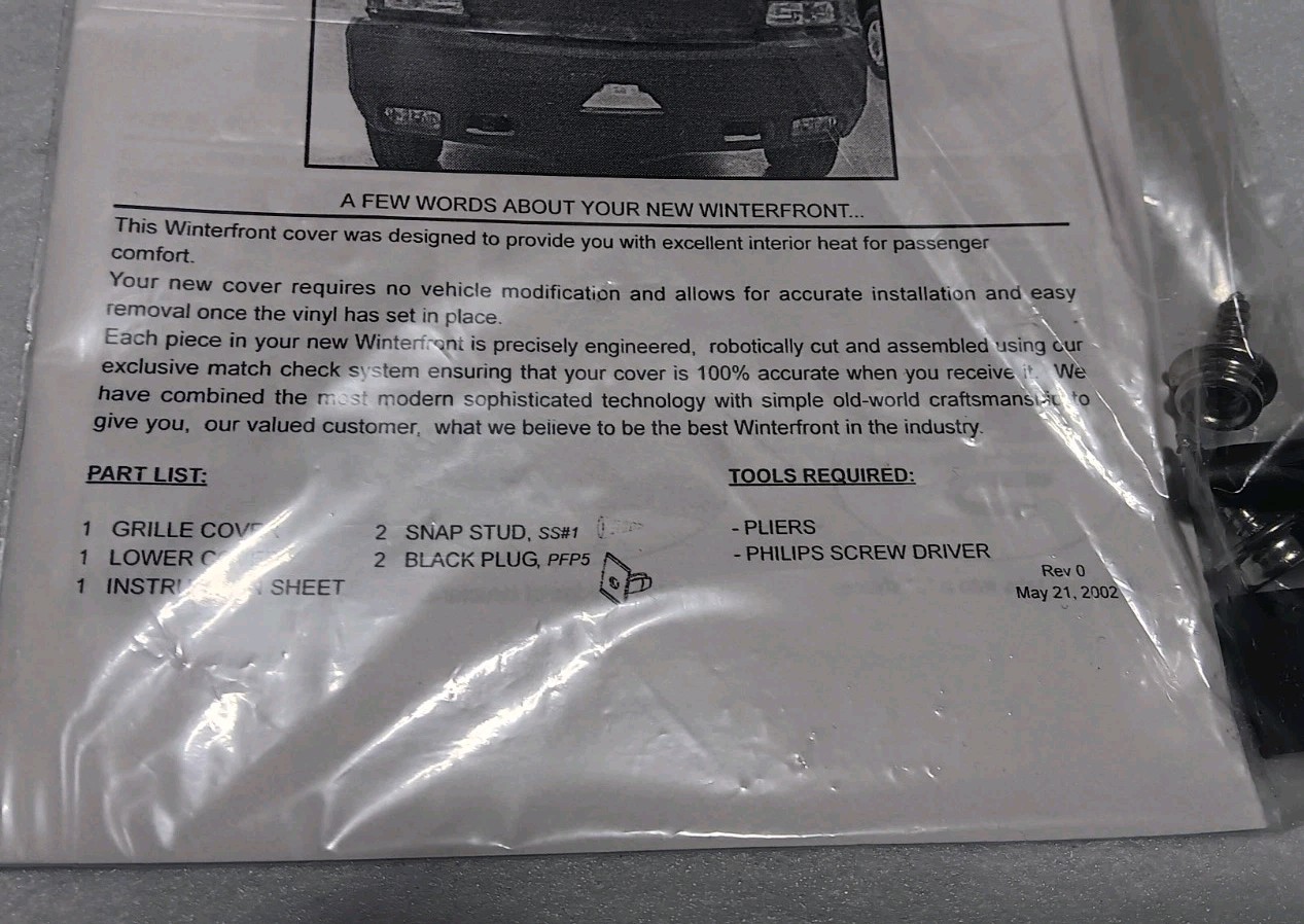 New OEM 2003 – 07 Chevy Silverado GMC Bra / Protector / Cold Weather Cover !