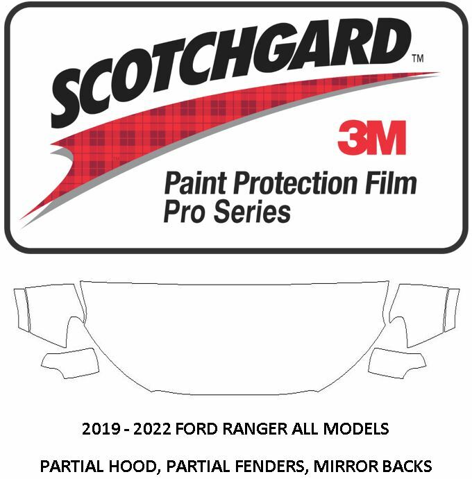 3M Scotchgard PRO Paint Protection Film 2019-2022 FORD RANGER HOOD FENDER MIRROR