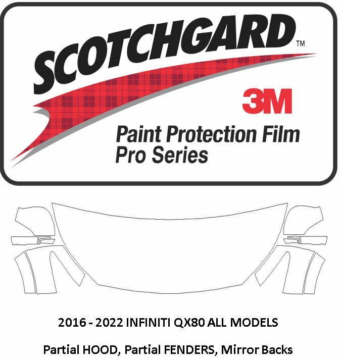 3M Scotchgard PRO Paint Protection Film 2018-2022 QX80 HOOD FENDER MIRROR