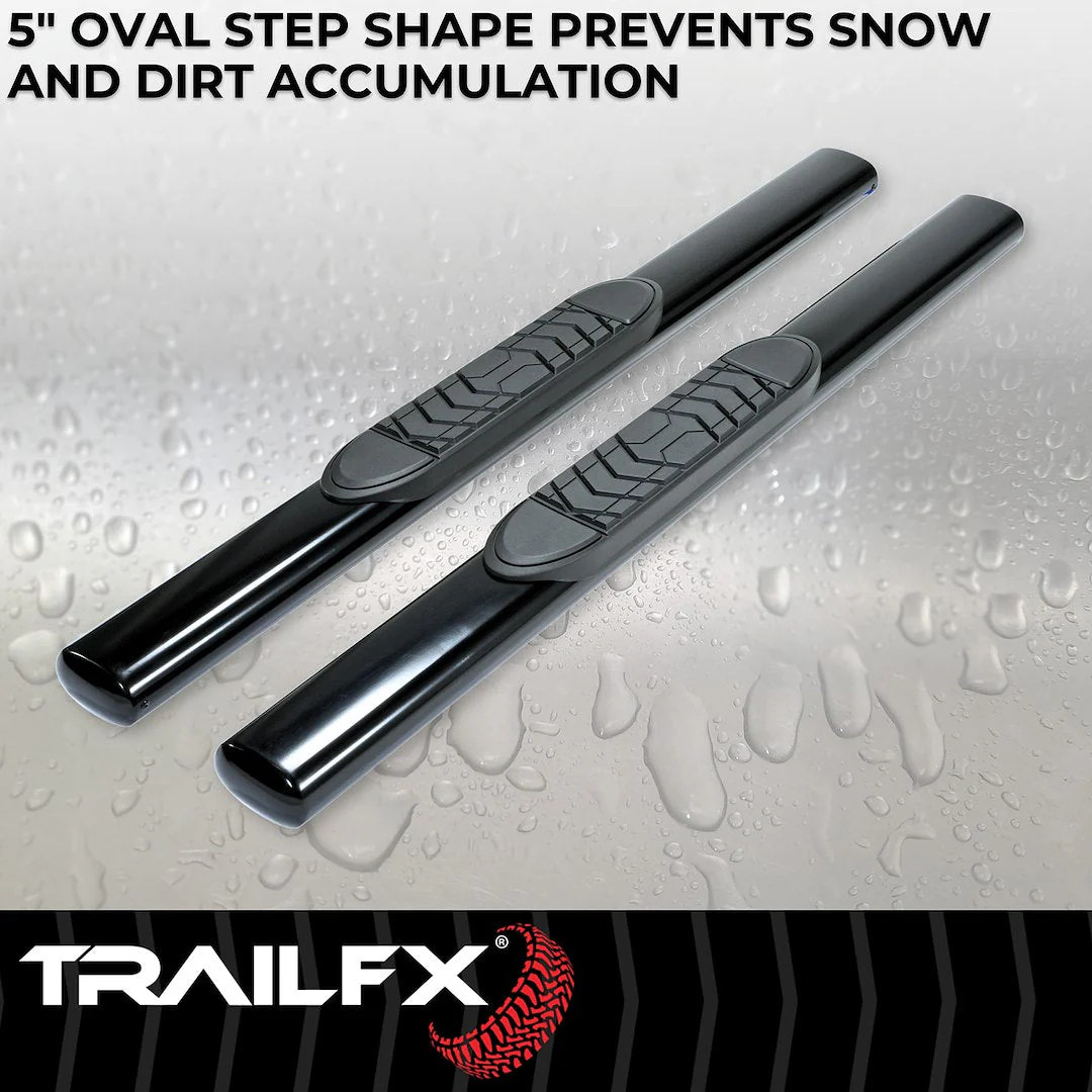 TrailFX 5″ Oval Straight Step Bar For GM Silverado/Sierra Standard-Black (A7001B