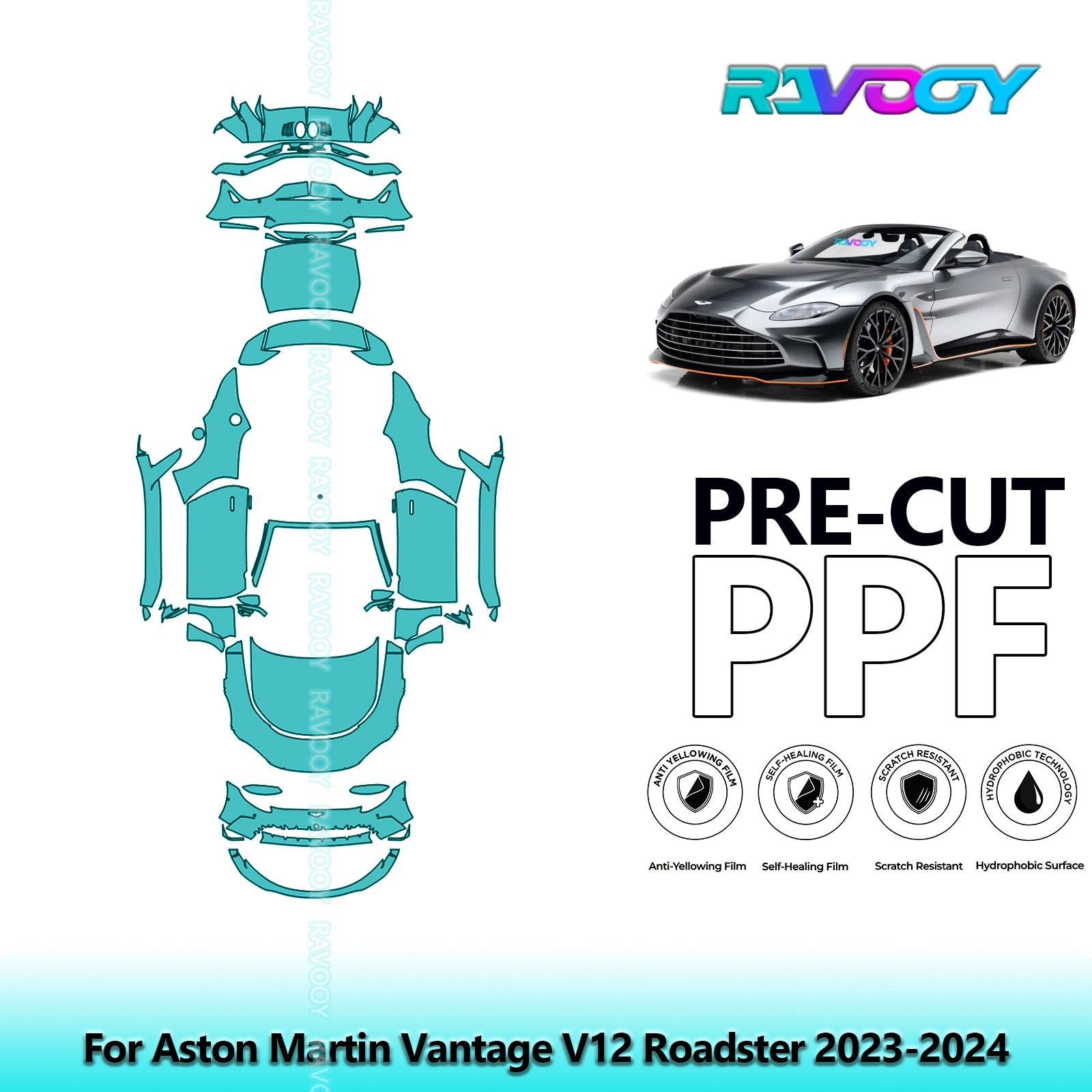 PreCut Paint Protection Film PPF For Aston Martin Vantage V12 Roadster 2023-2024
