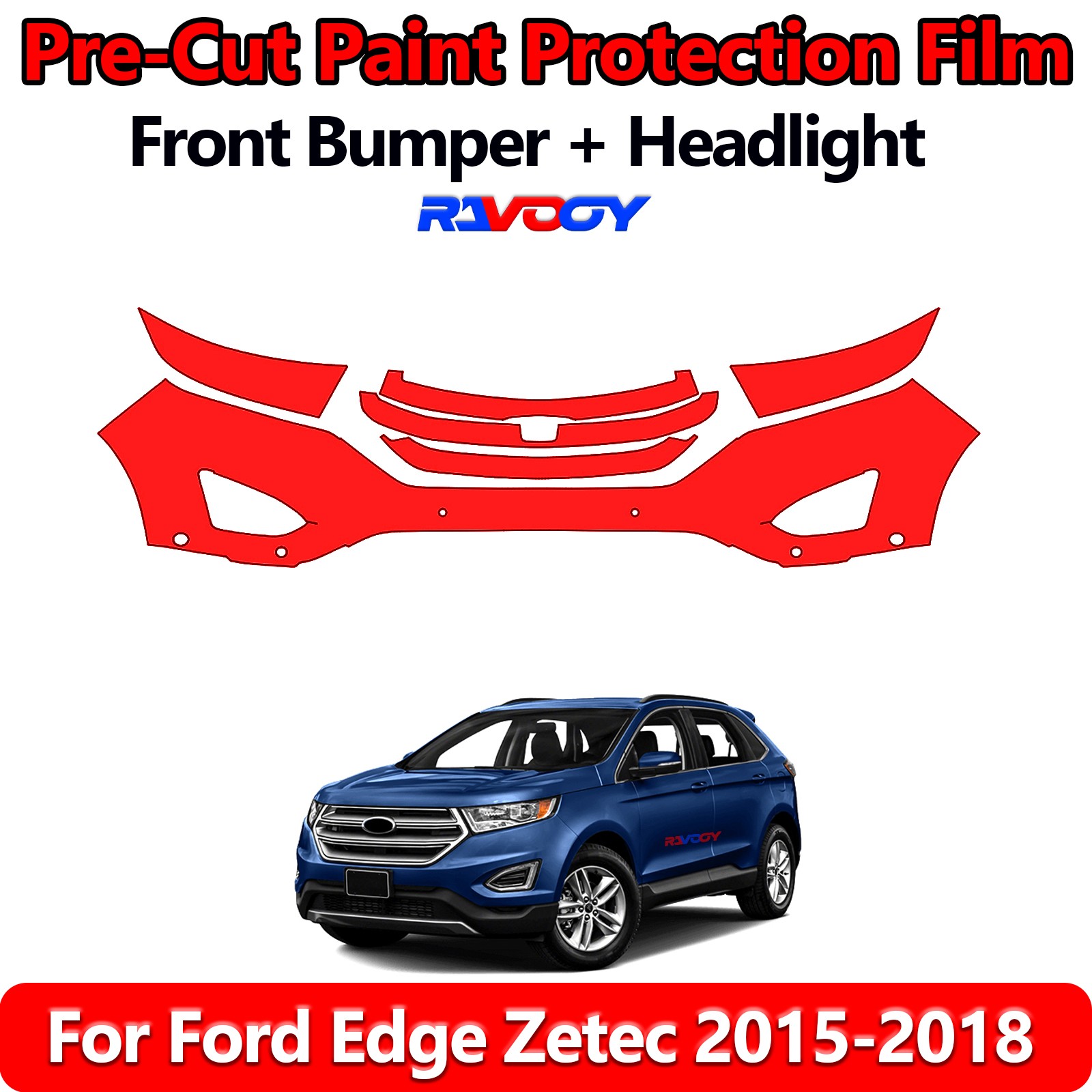 8.5Mil PreCut Front Bumper PPF Kit Film For Ford Edge Zetec 2015-2018
