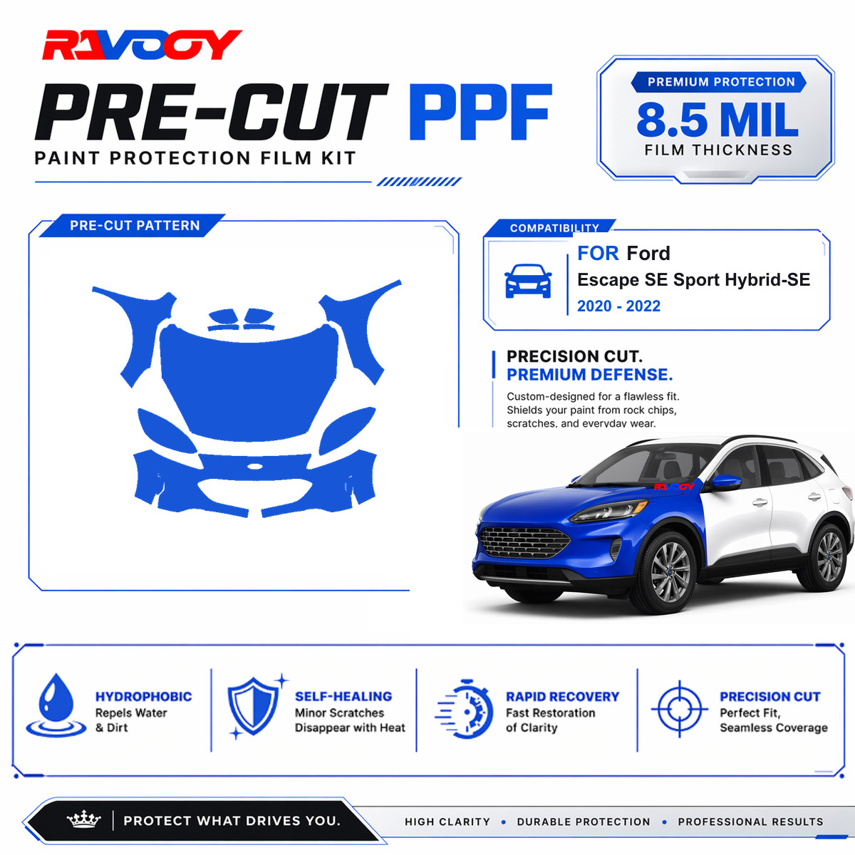 Precut PPF Clear Bra Kit For Ford Escape SE Sport Hybrid-SE 2020-2022