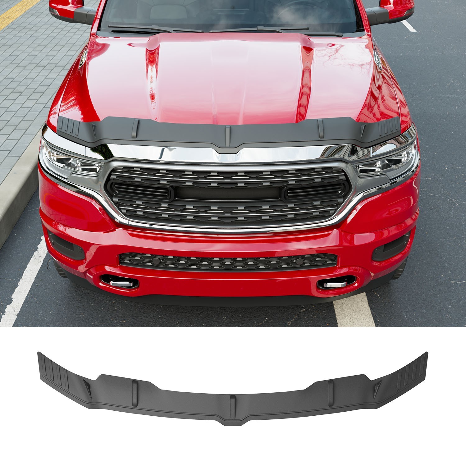 Hood Protector Compatible with 2019-2026 Dodge RAM 1500 Deflector Upgraded TPE