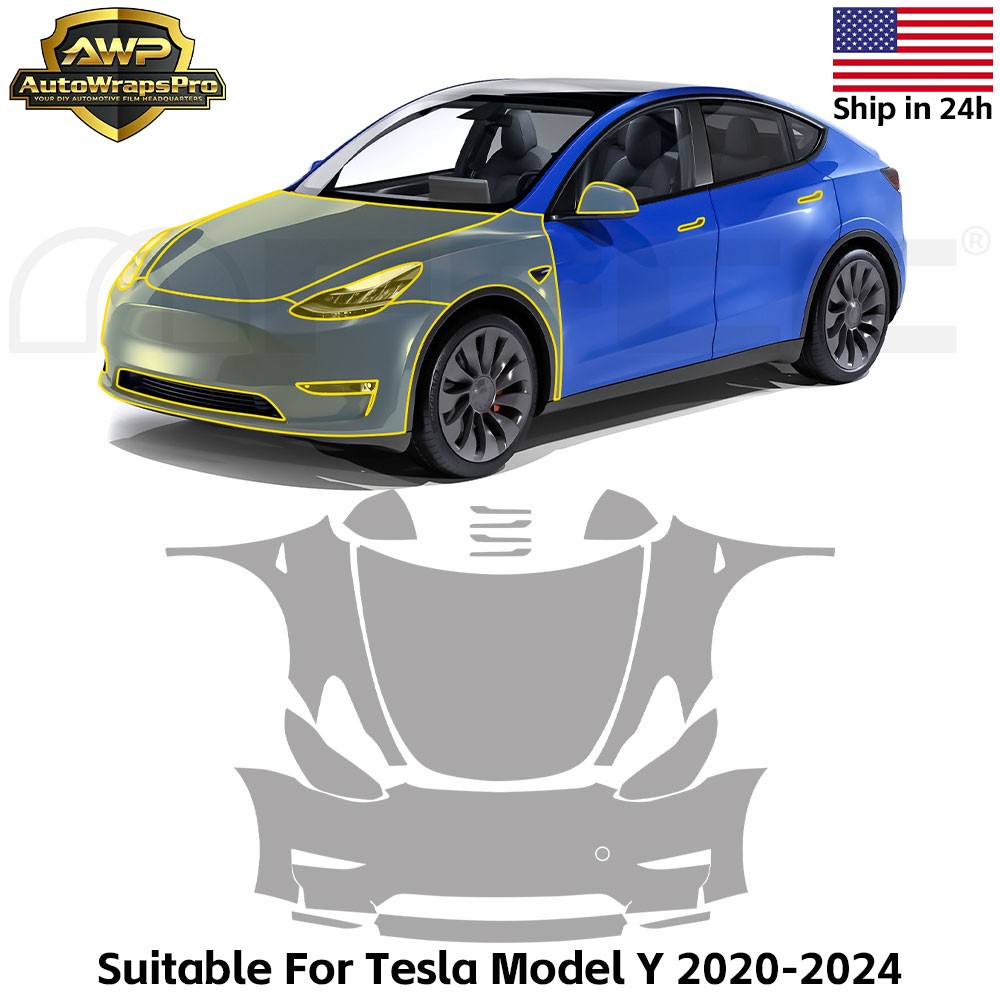 Tesla Model Y 2020-2024 Full Front PreCut Paint Protection Film Clear Bra PPF