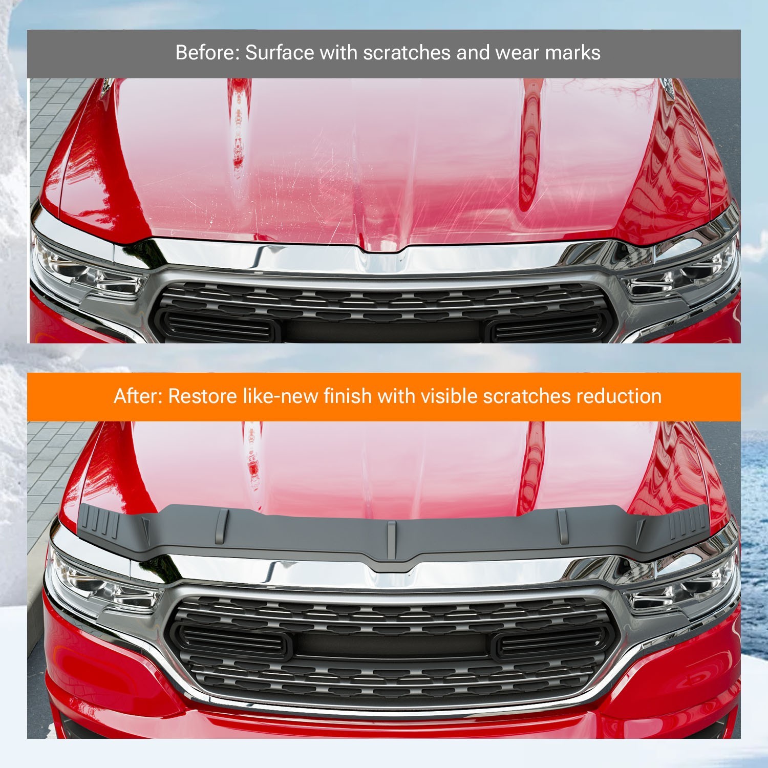 Hood Protector Compatible with 2019-2026 Dodge RAM 1500 Deflector Upgraded TPE