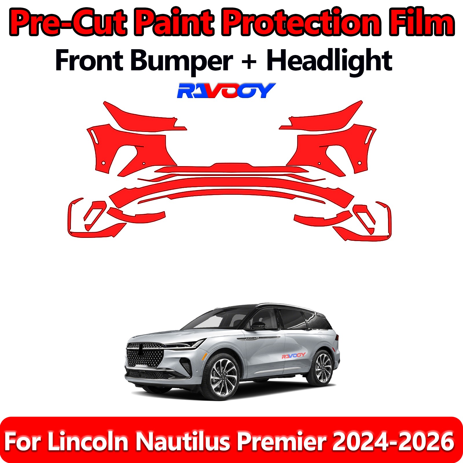 8.5Mil PreCut Front Bumper PPF Kit Film For Lincoln Nautilus Premier 2024-2026