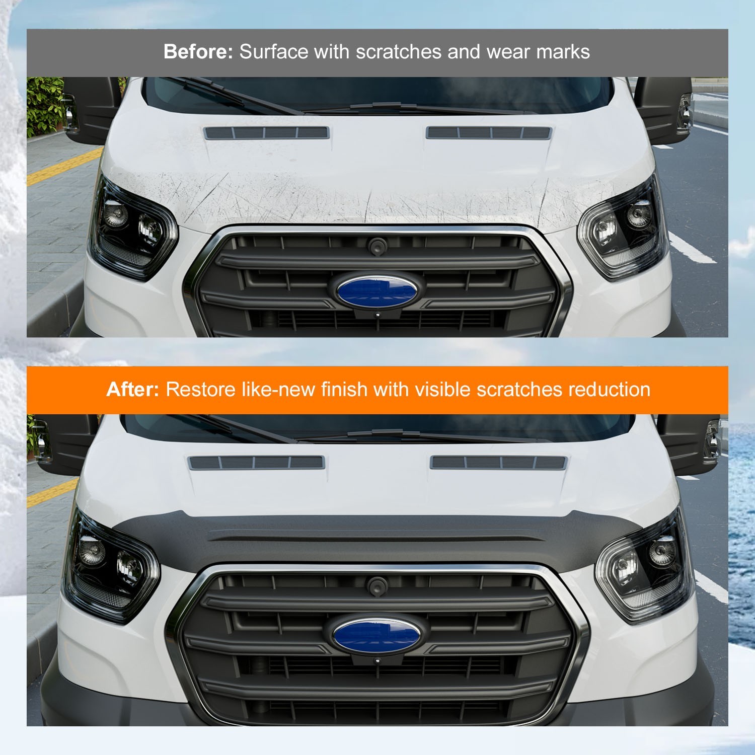 Hood Protector Fit 2021-2026 Ford Transit Updated 2020 Deflector Not for Connect