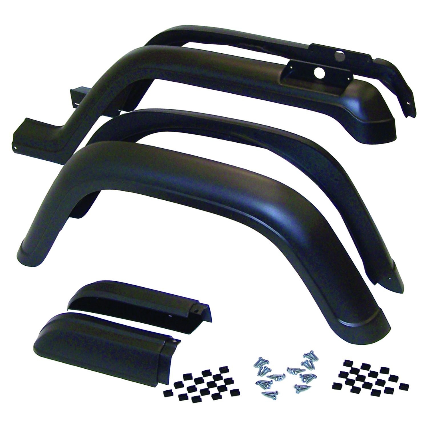 Crown Automotive Jeep Fender Flare Kit – Black Plastic, Front & Rear