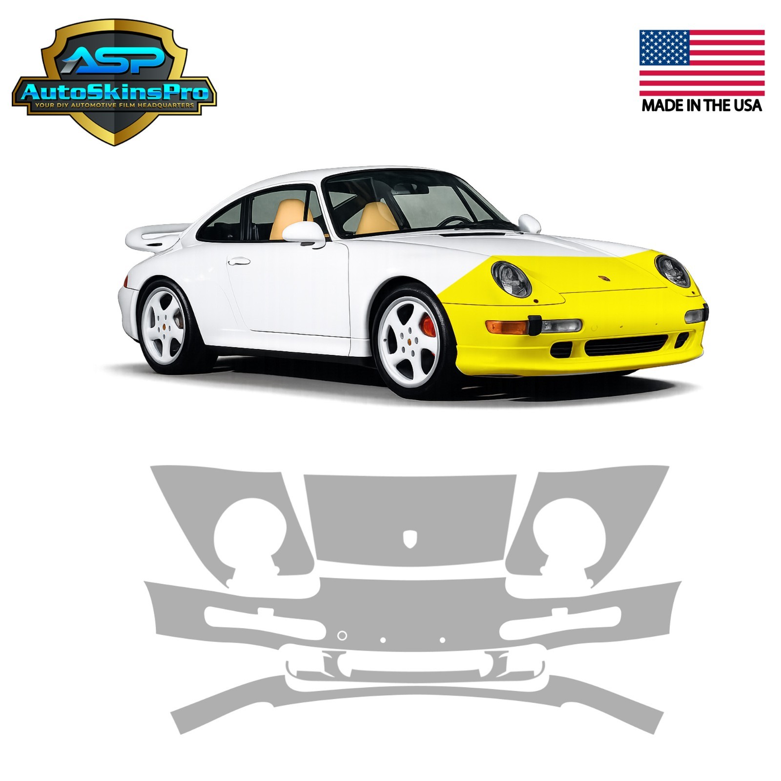 Precut Paint Protection Film (PPF) for 1994-1997 Porsche 911 Front Bumper & Hood