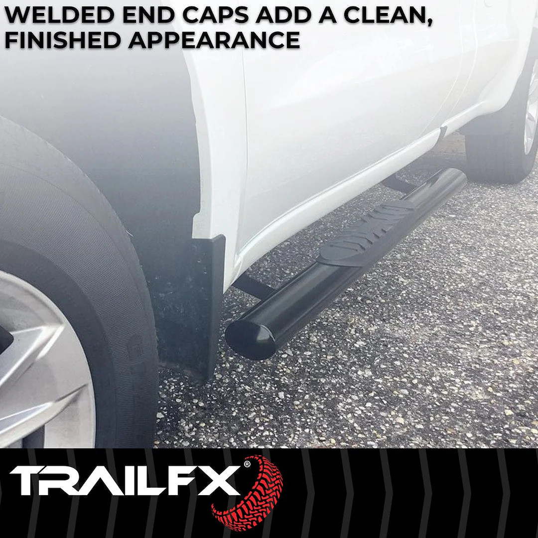 TrailFX 4″ Oval Straight Step Bar For Ford F150-350 Standard- Black (A1530B)