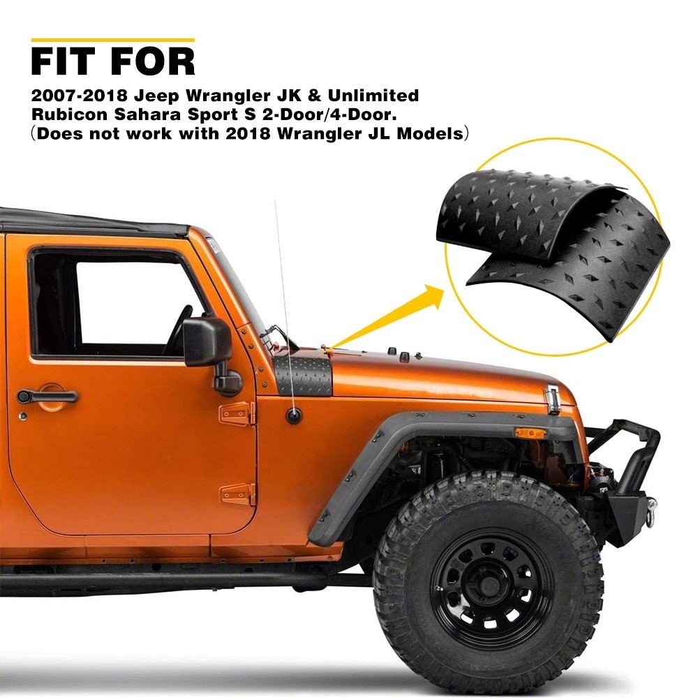 Cowl Body Armor Side Corner Guard Cover for 2007-2018 Jeep Wrangler JK Unlimited