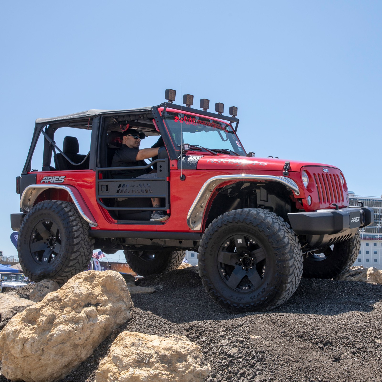 Aries Front Tubular Doors Textured Black Aluminum Set 2 for 2007-18 Wrangler JK