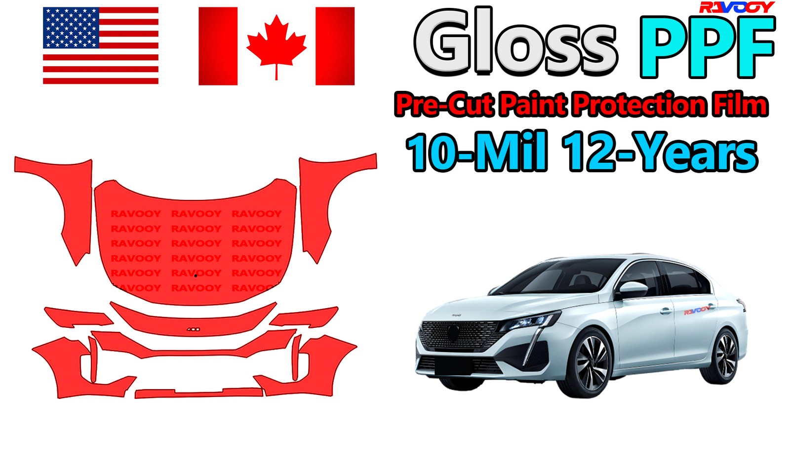 PreCut PPF Paint Protection Film For Peugeot 408 CN 2022-2024