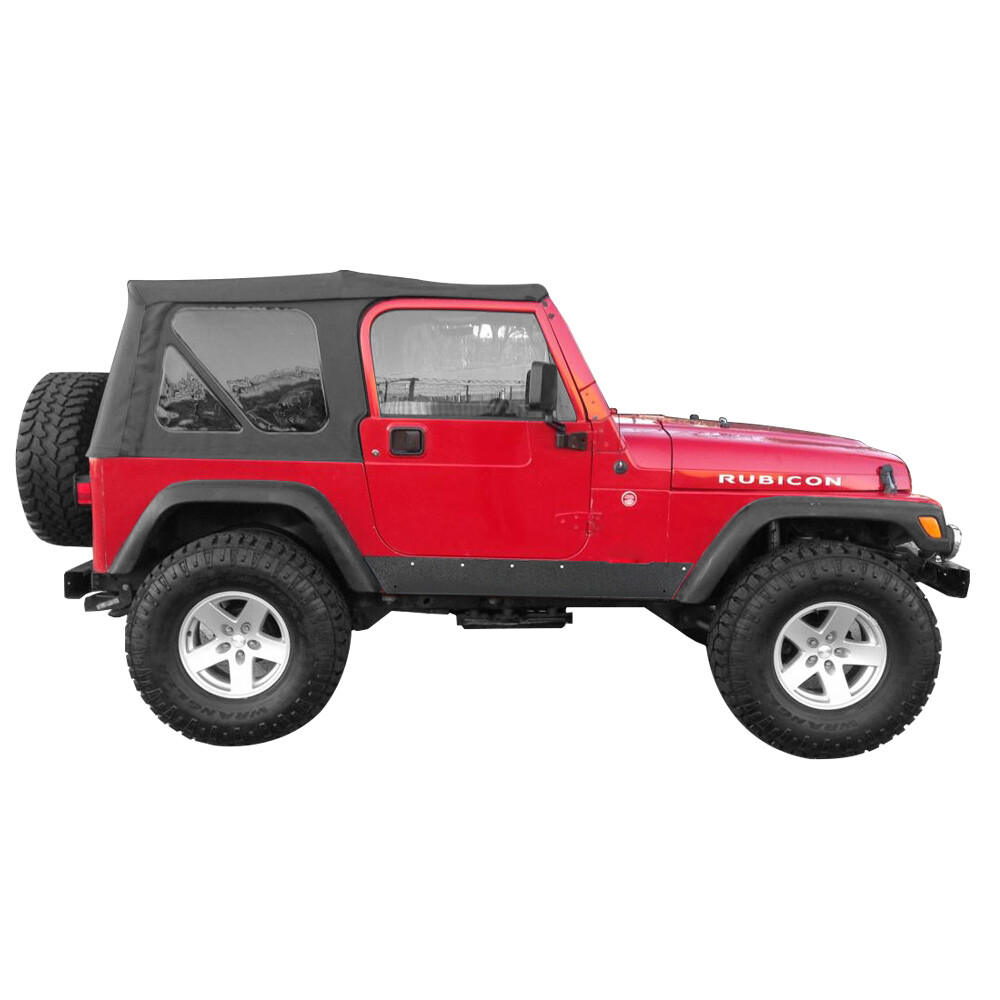 2Pcs Textured Steel Left & Right Side Rock Sliders for Jeep Wrangler TJ 97-06