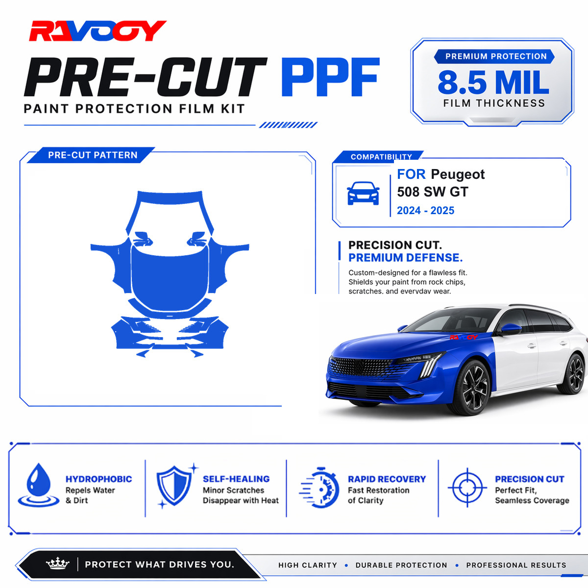Precut PPF Clear Bra Kit For Peugeot 508 SW GT 2024-2026 Paint Protection Film
