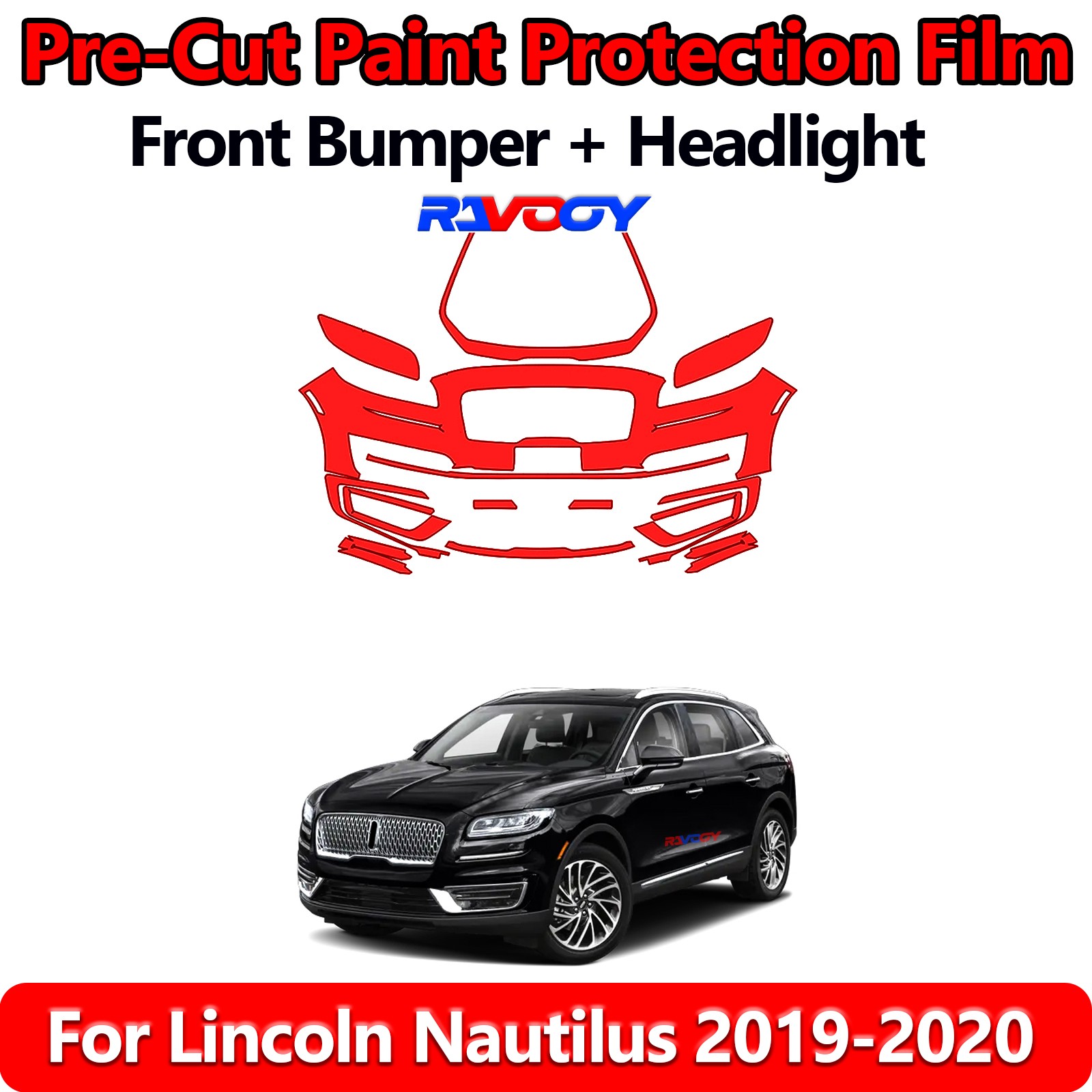 8.5Mil PreCut Front Bumper PPF Kit Film For Lincoln Nautilus 2019-2020