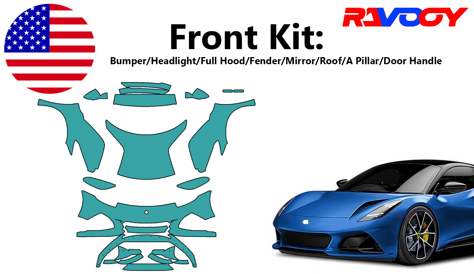 For Lotus Emira Coupe 2023-2024 Front Paint Protection Film PreCutKit PPF