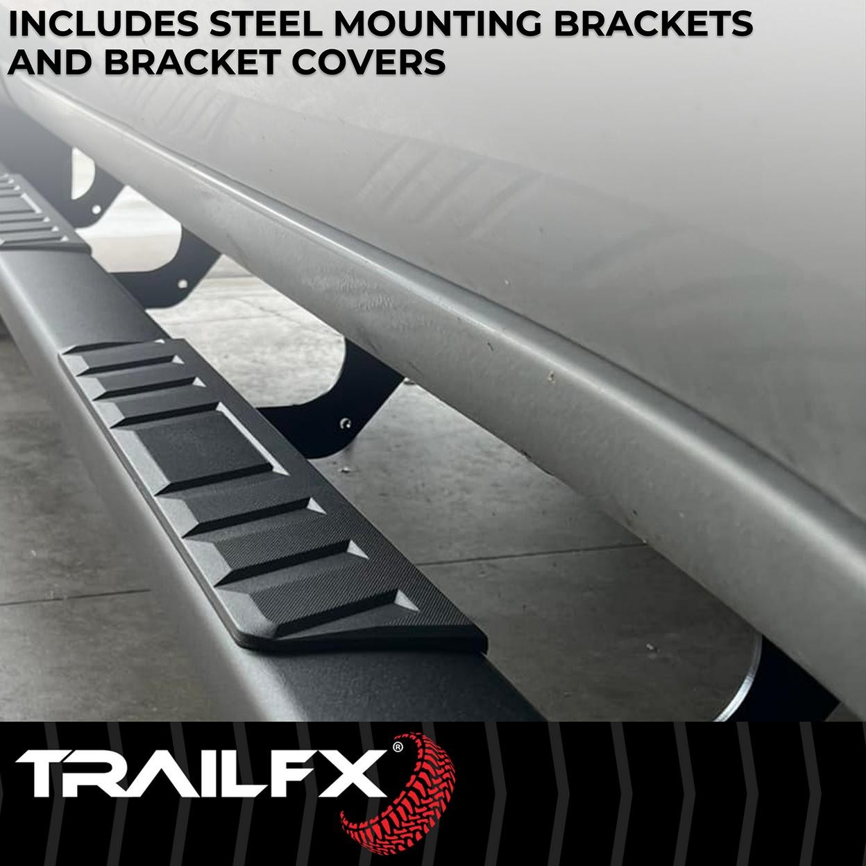 TrailFX A4009B 4 Inch Trapezoid Straight Pwdr Ctd Titanium Black Steel Plastic E