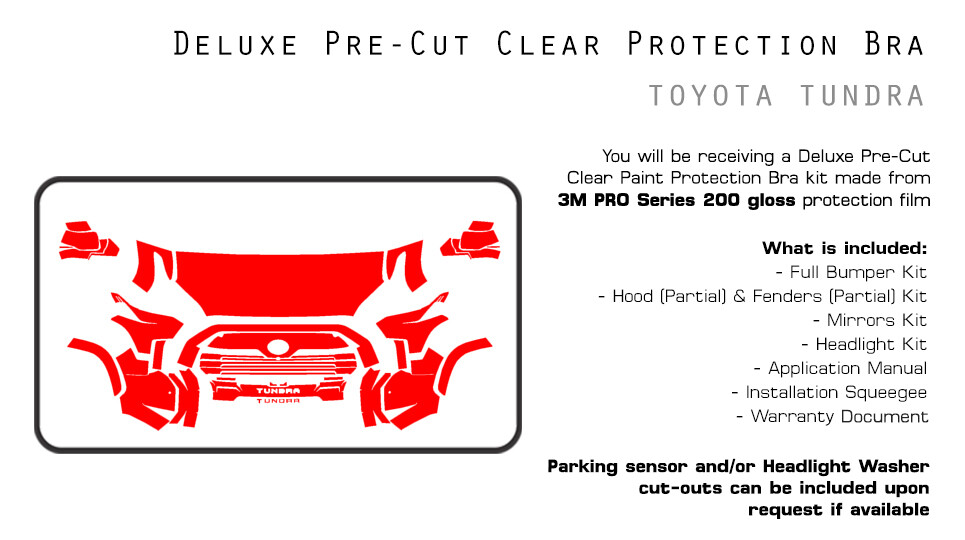 Toyota Tundra 2022-2025 3M PRO Series PreCut Paint Protection Film Clear Bra PPF