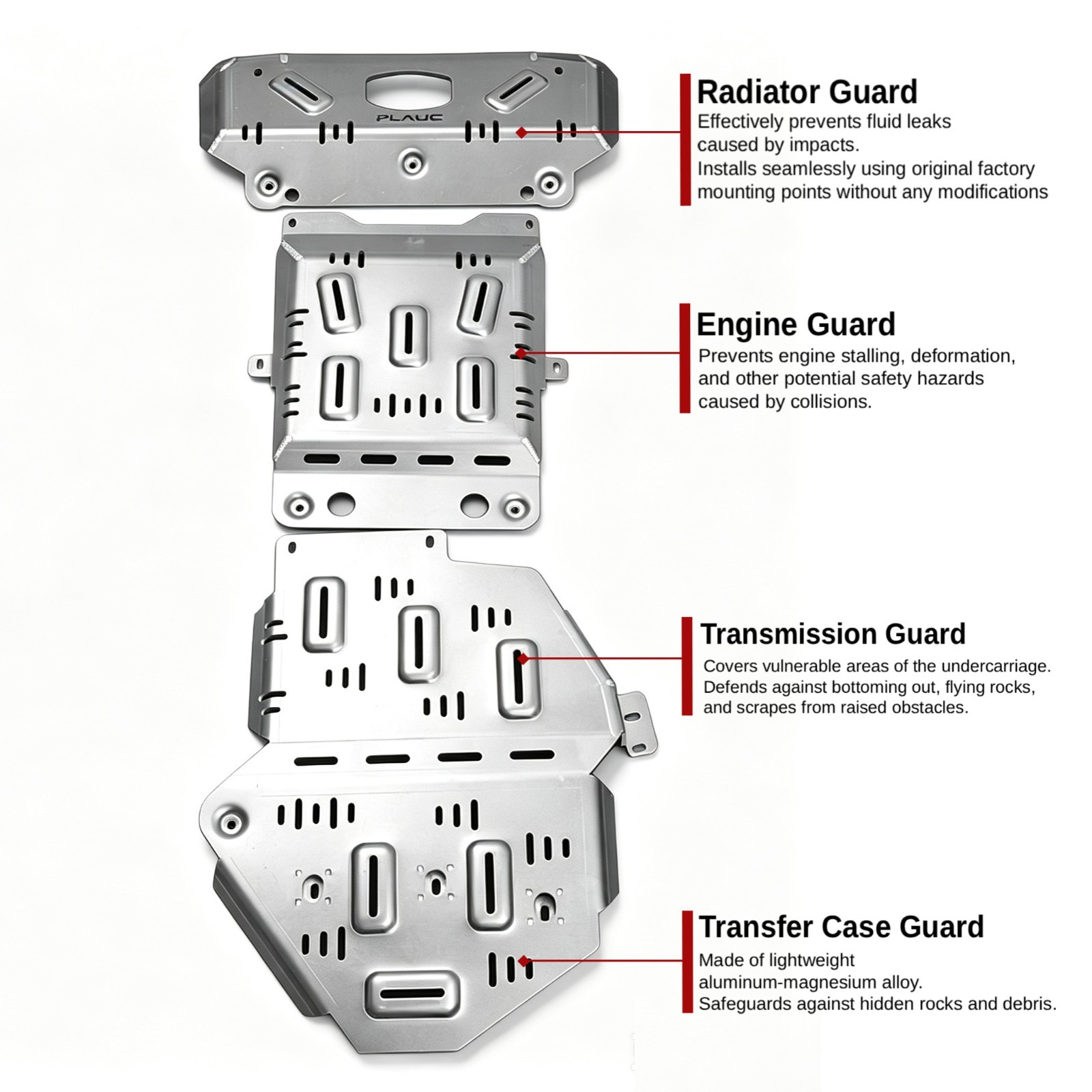 Aluminum Skid Plate For 2023-2026 Land Rover Defender 130 3.0L 4WD Underbody