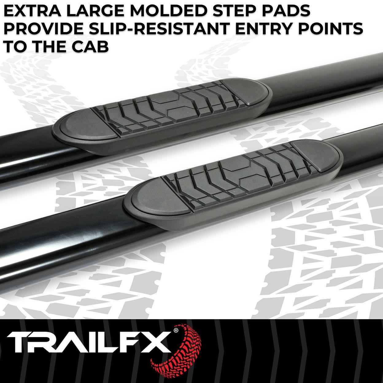 TrailFX A7040B 5 Inch Oval Straight Powder Coated Black Steel Rocker Panel Mount