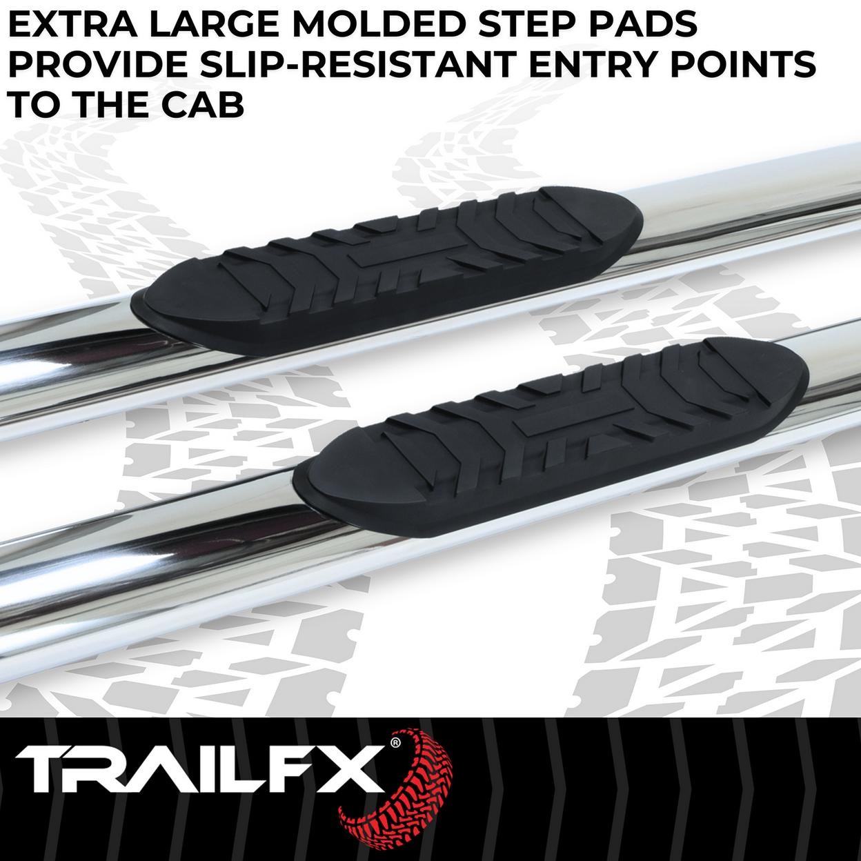 TrailFX A1529S 4 Inch Oval Straight Pol Stainless Steel Rocker Panel Mount