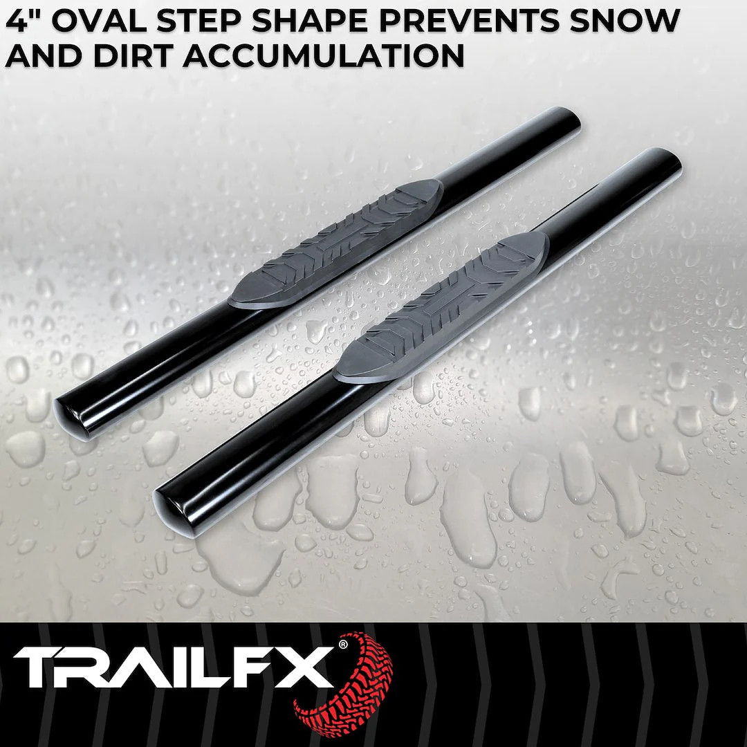 TrailFX 4″ Oval Straight Step Bar For Ford F150-350 Standard- Black (A1530B)