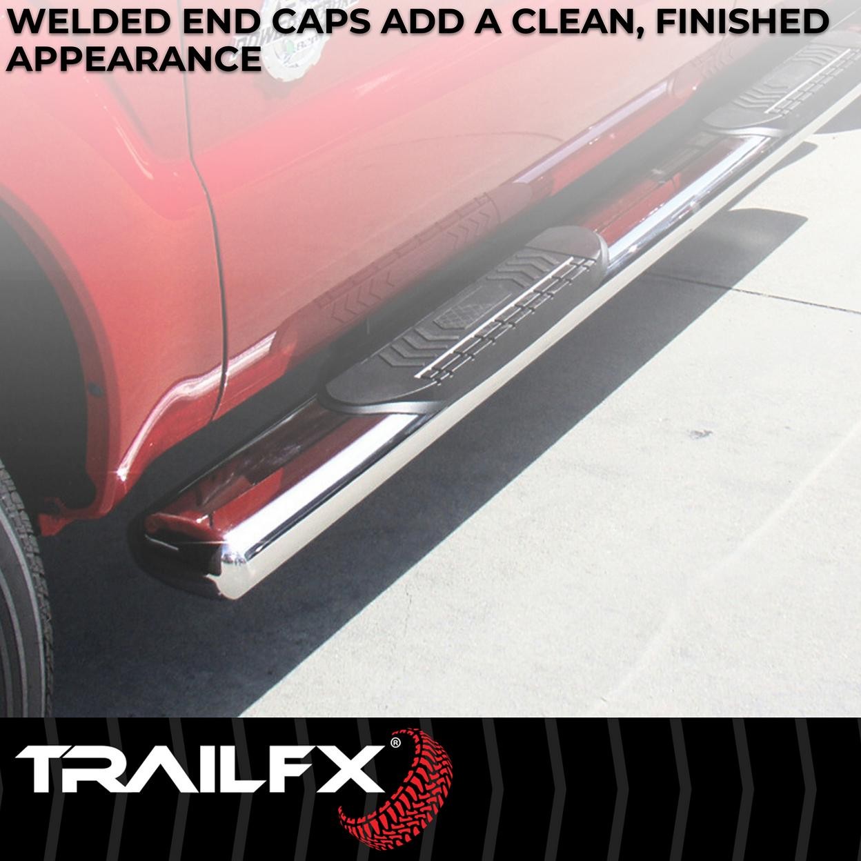 TrailFX A8249S With Step Pads 6 In Oval Straight Pol Stainless Steel With Welded