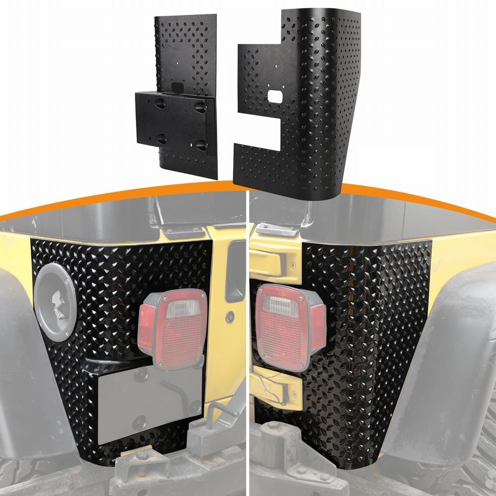Fit Jeep Wrangler TJ 1997-06 Black Rear Body Taillight Corner Guards Armors Kit