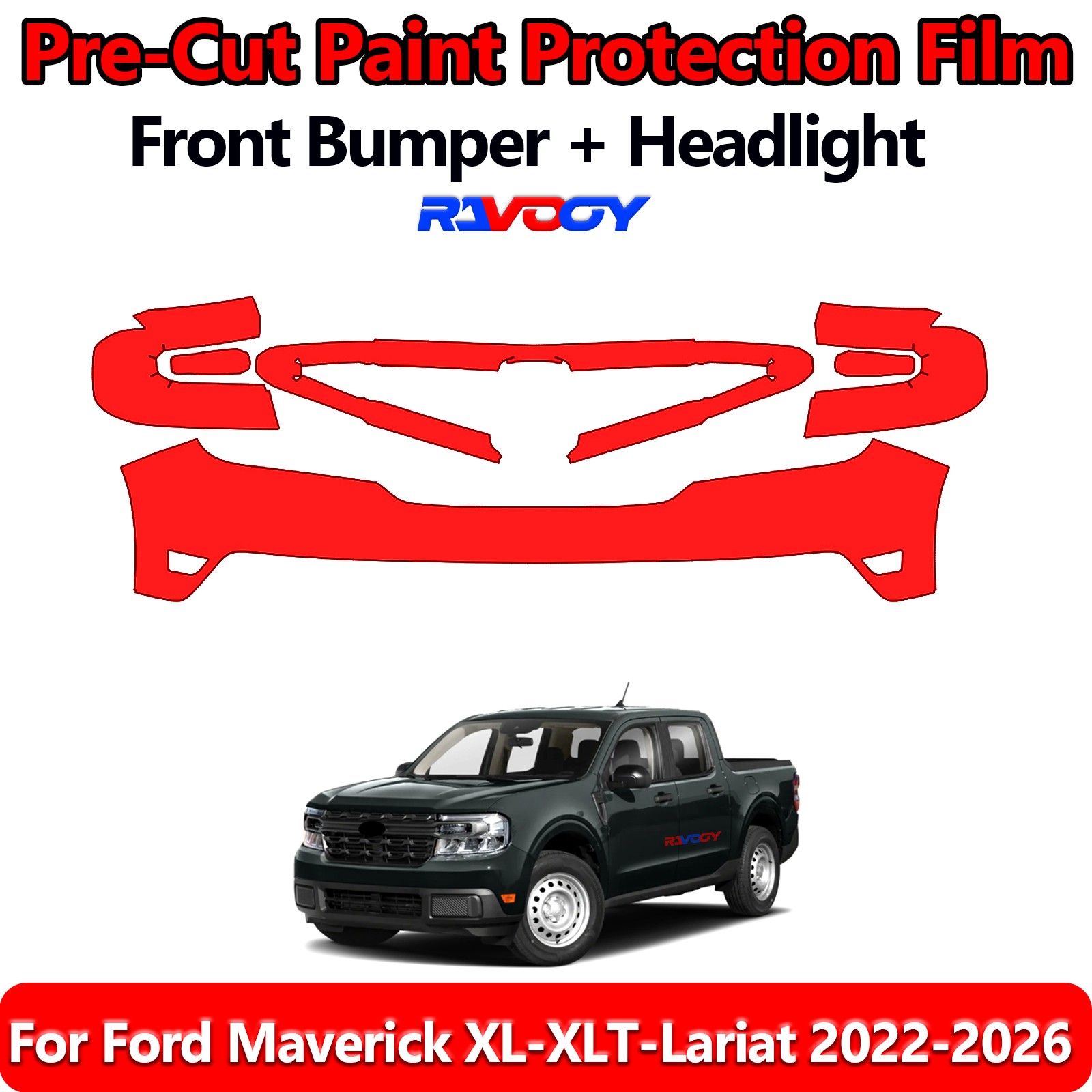 PreCut Front Bumper PPF Kit Film For Ford Maverick XL-XLT-Lariat 2022-2026