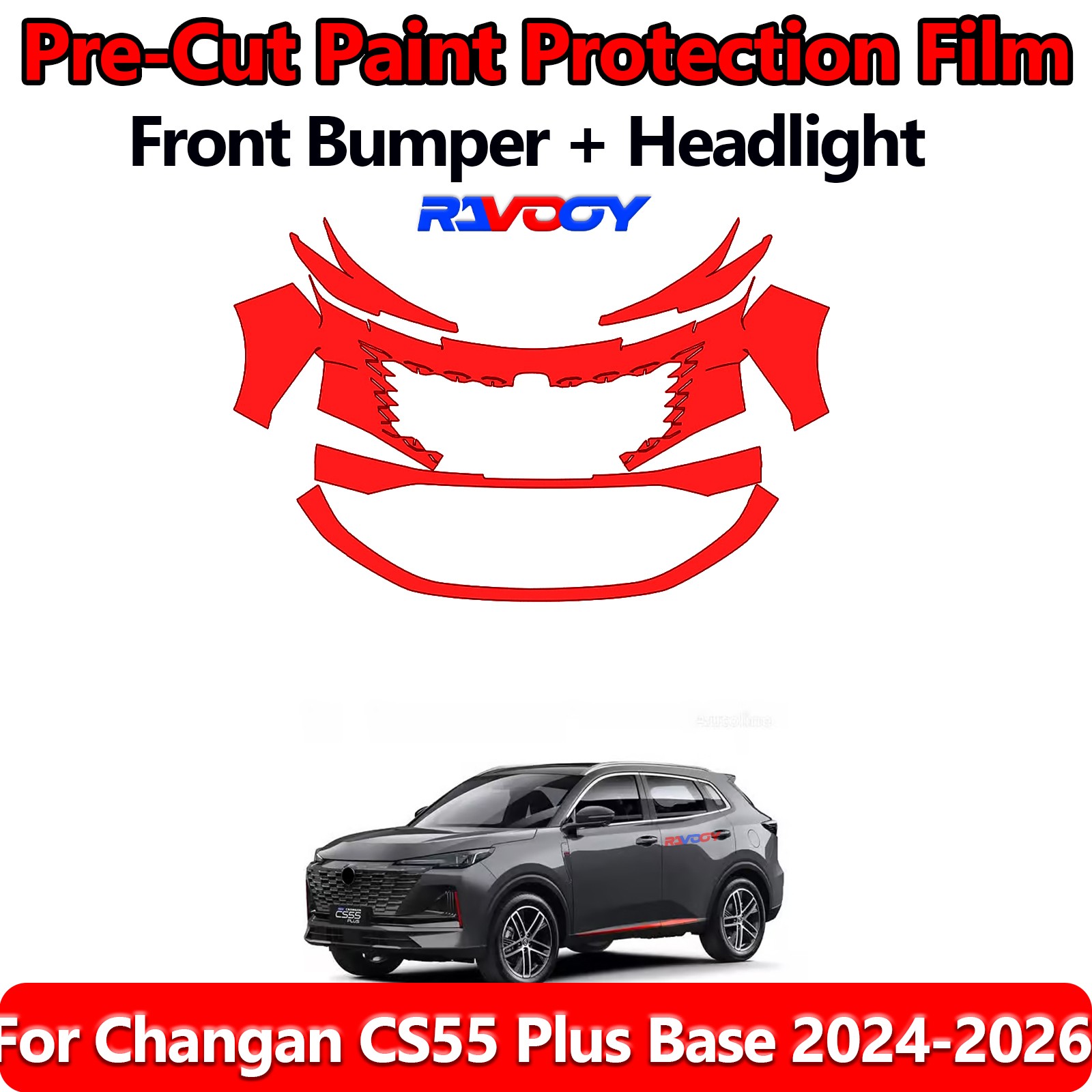 8.5Mil PreCut Front Bumper PPF Kit Film For Changan CS55 Plus Base 2024-2026
