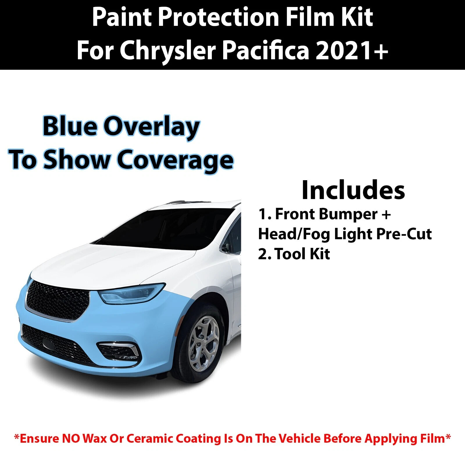 Pre Cut Paint Protection Film Clear Bra PPF Kit for Chrysler Pacifica 2021+