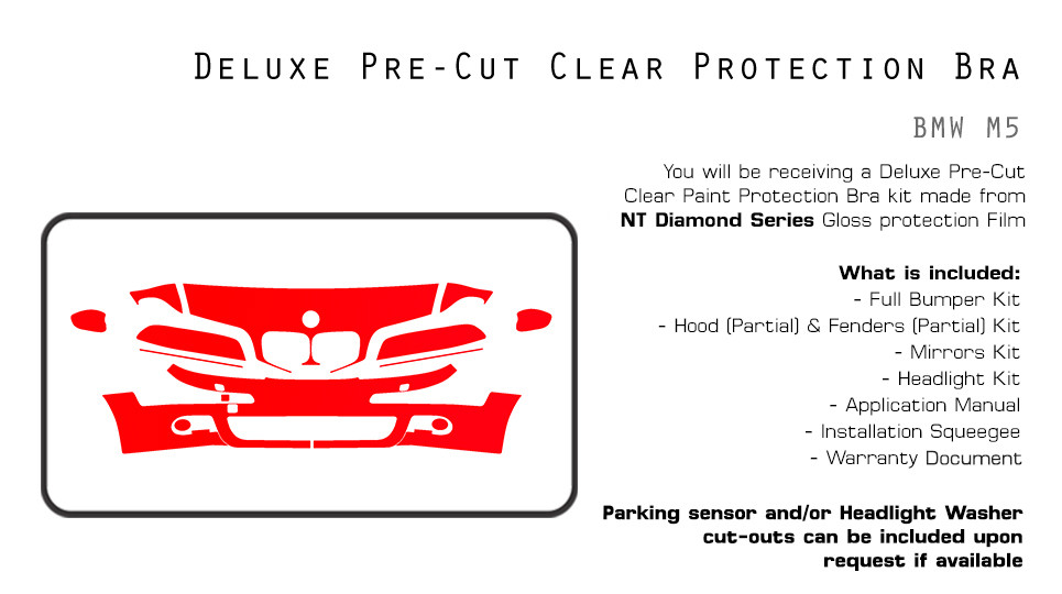 BMW M5 2000-2003 PreCut Paint Protection Film Clear Bra PPF Kit