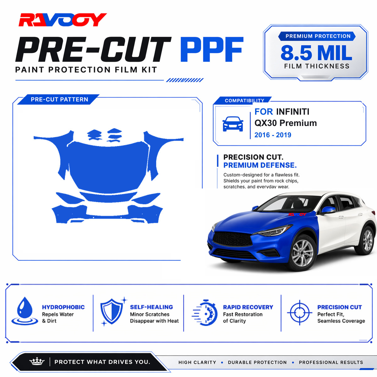 Precut PPF Clear Bra Kit For INFINITI QX30 Premium 2016-2019
