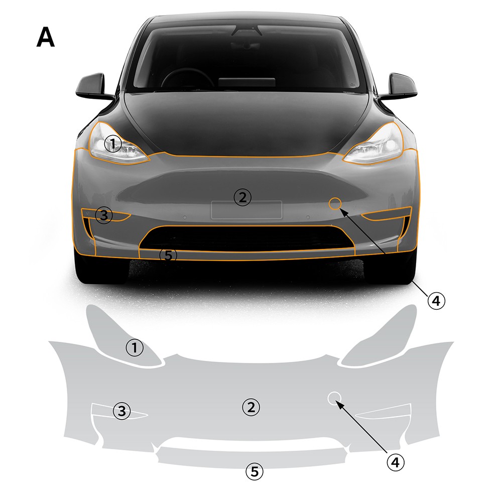 Car Front Bumper Precut Paint Protection Film Clear for Tesla Model Y 2020-2024