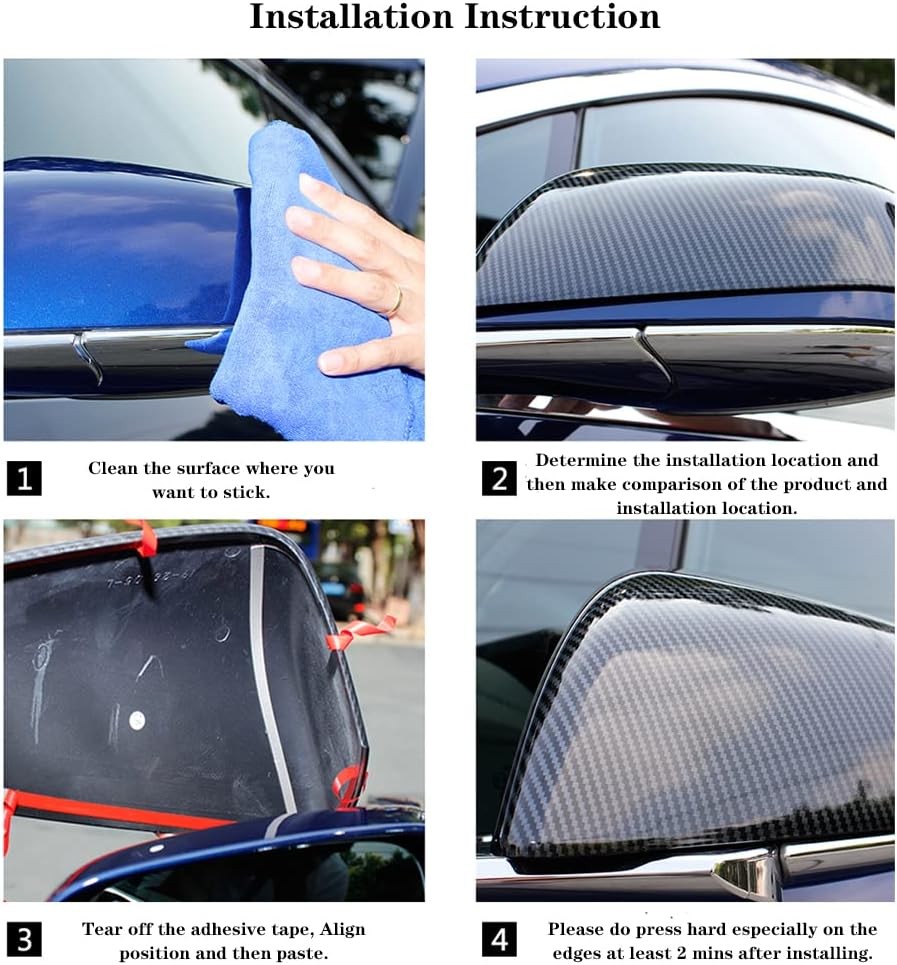 Side Mirror Cover Cap Tesla Model S 2016-2020 ABS Carbon Fiber