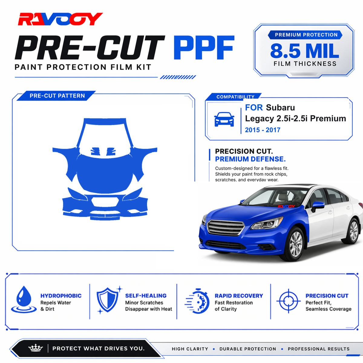 Precut PPF Clear Bra Kit For Subaru Legacy 2.5i-2.5i Premium 2015-2017