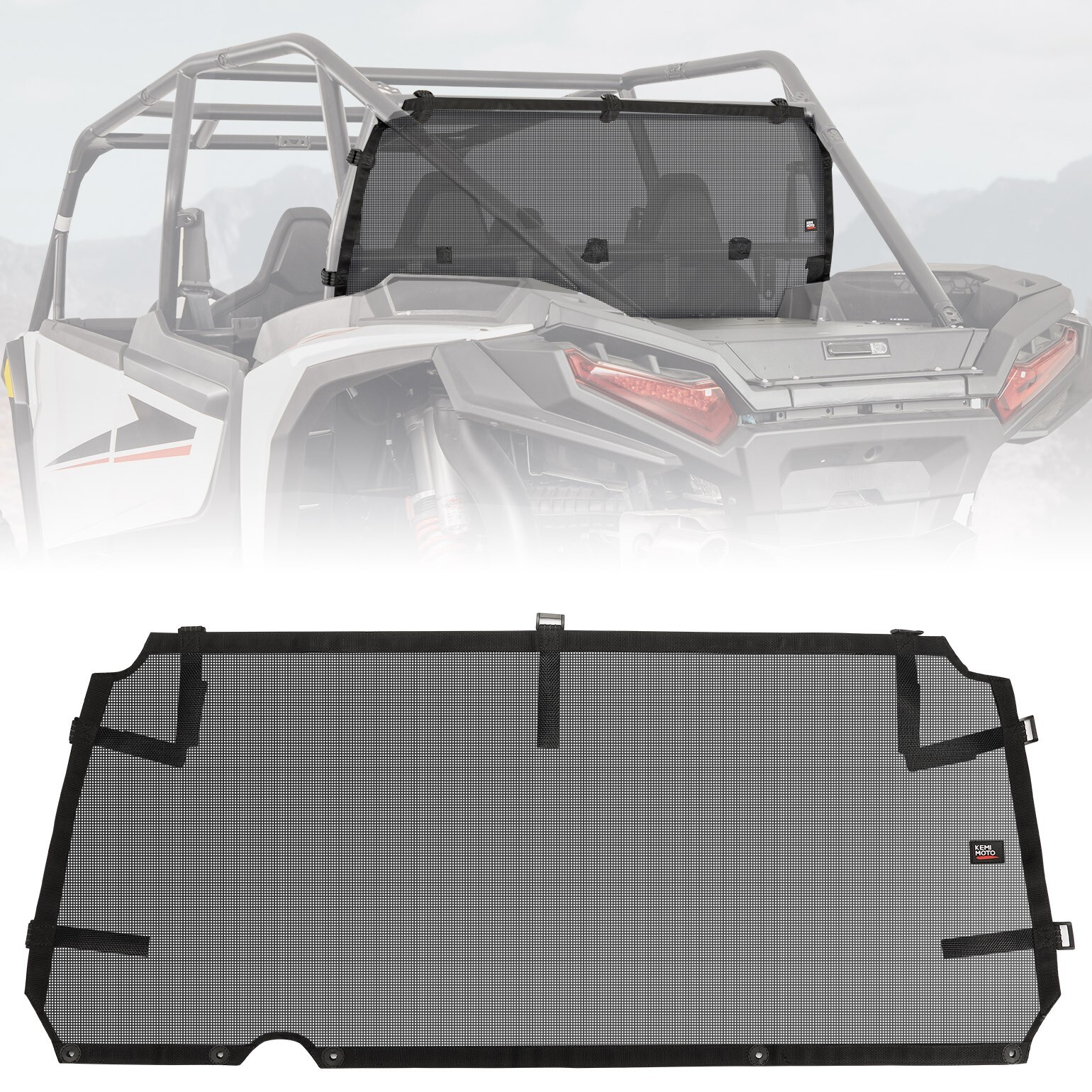 KEMIMOTO UTV Rear Window Net Mesh Windshield for Polaris 2024 RZR XP 1000 / 4