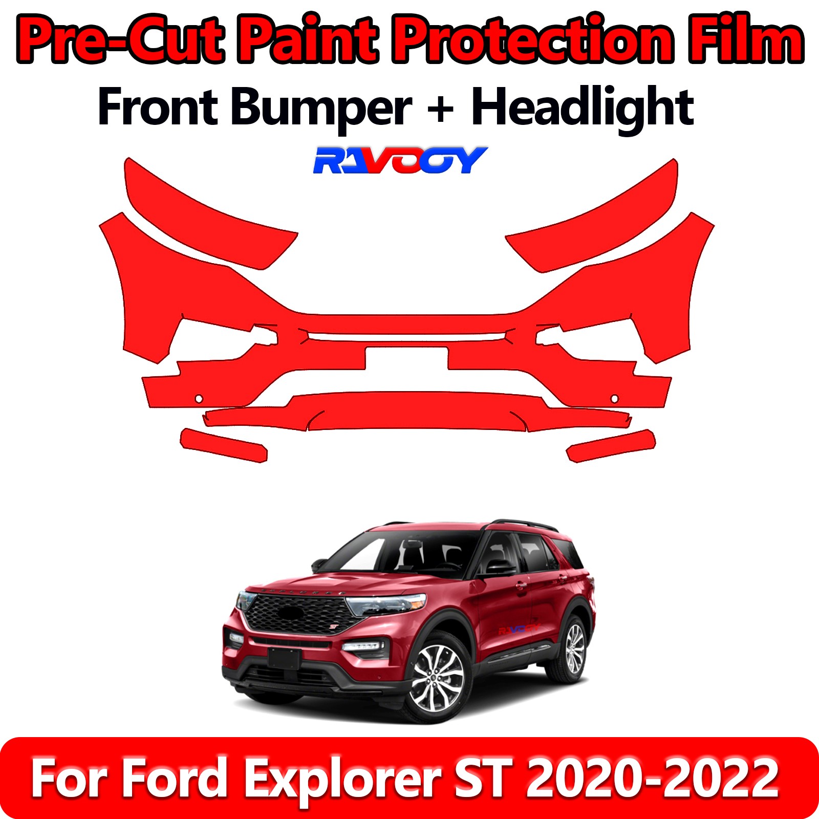 8.5Mil PreCut Front Bumper PPF Kit Film For Ford Explorer ST 2020-2022