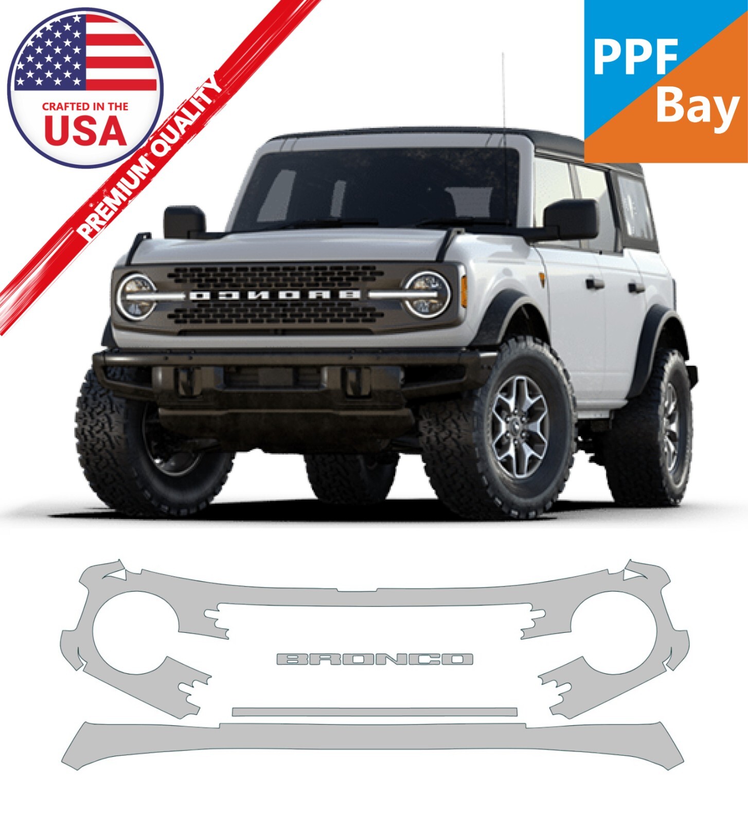 For Ford Bronco 2021-2024 Full Hood Paint Protection Film PreCutKit PPF