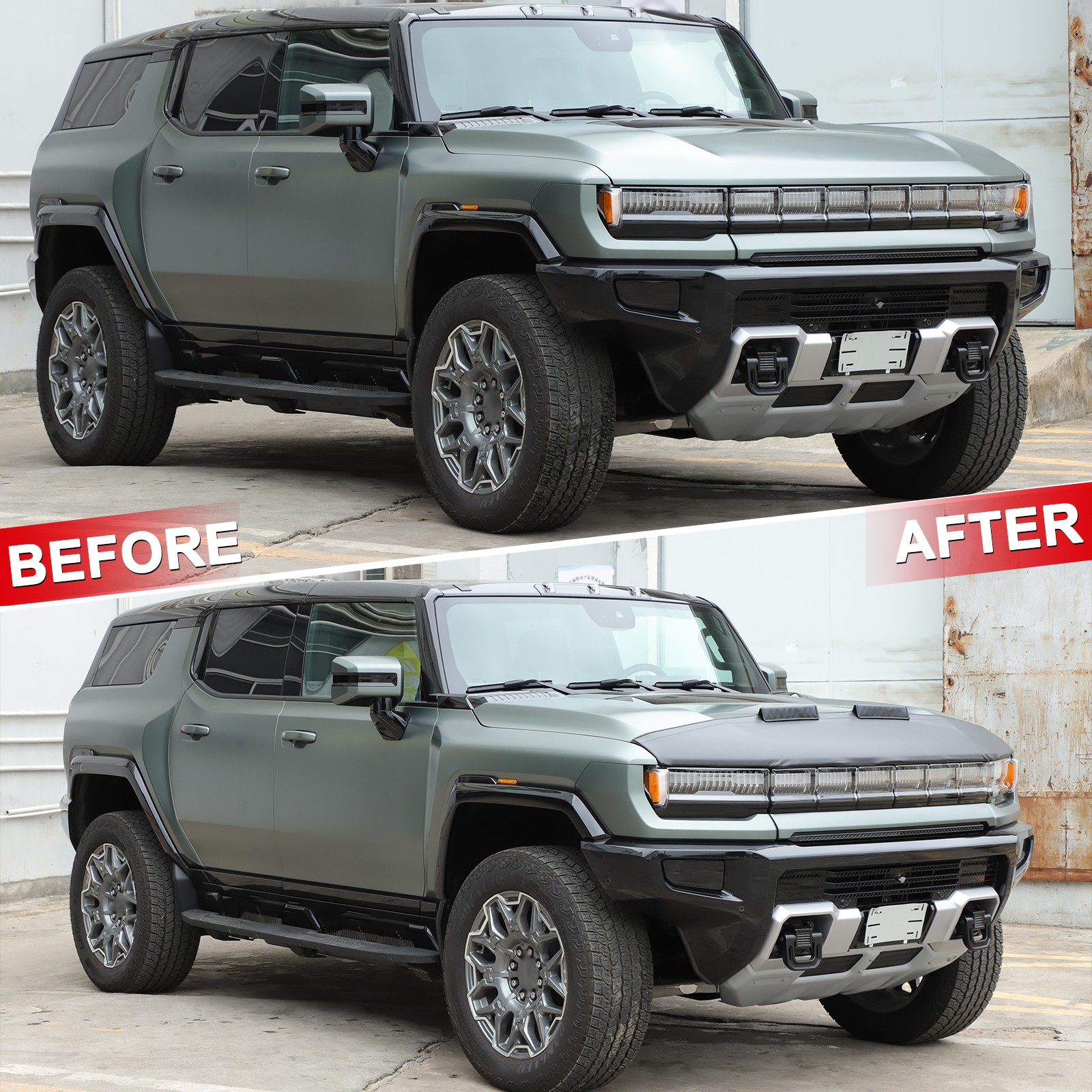PU Leather Hood Bra Protection Stone Bug Deflector Guard Fits Hummer EV 2024+