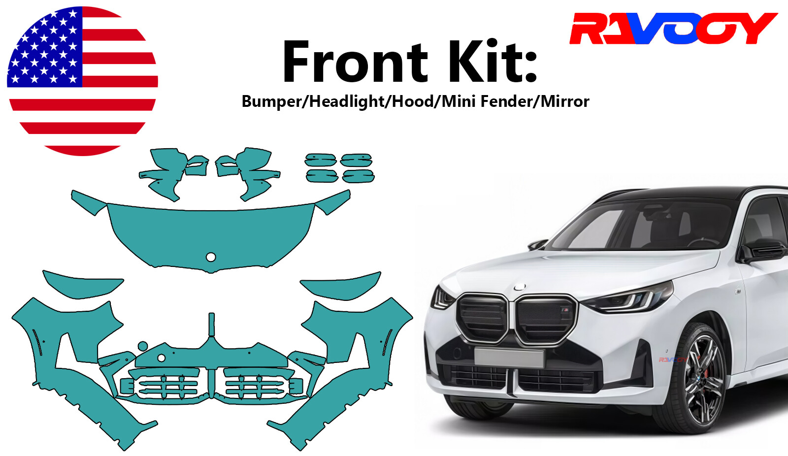 For BMW X3 M Sport X3 M50 2025 Front Paint Protection Film PreCut Kit PPF