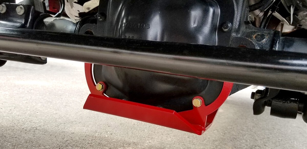 Rancho Front DANA 44 Differential Skid Plate Kit Red For Jeep Wrangler Gladiator
