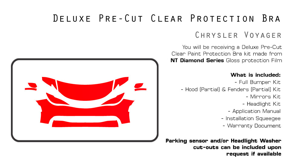 Chrysler Voyager 2020-2021 PreCut Paint Protection Film Clear Bra PPF Kit