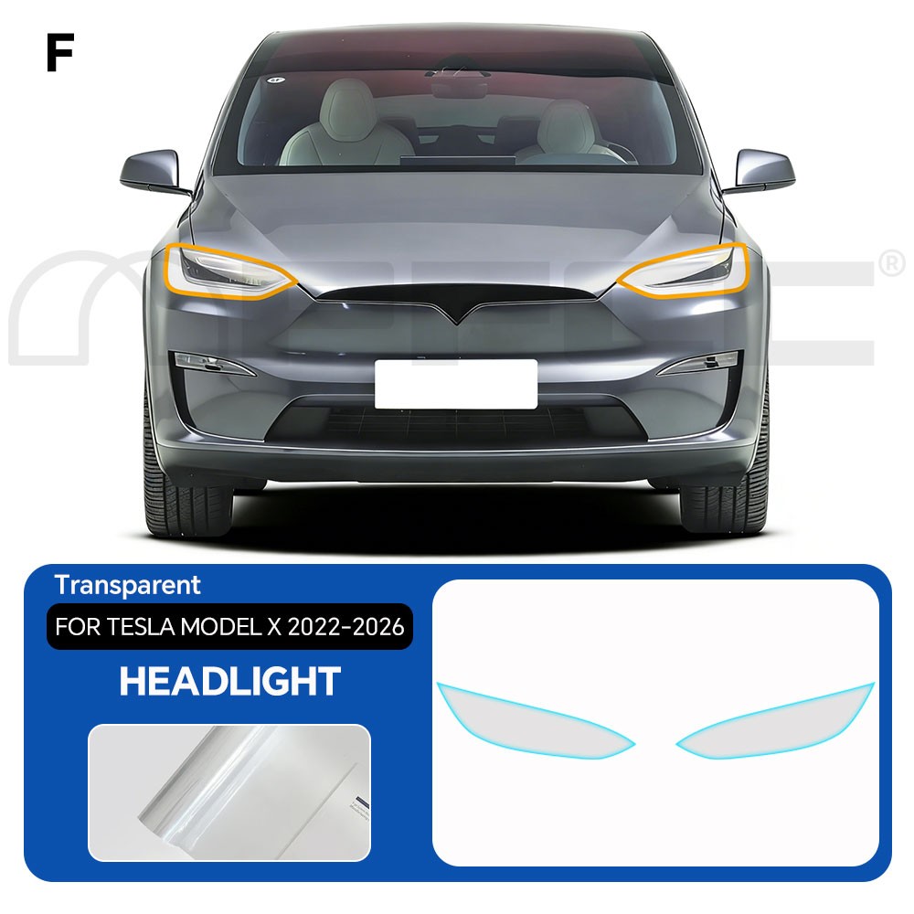 Tesla Model X 2022-2026 Headlights PreCut Paint Protection Film Clear Bra PPF